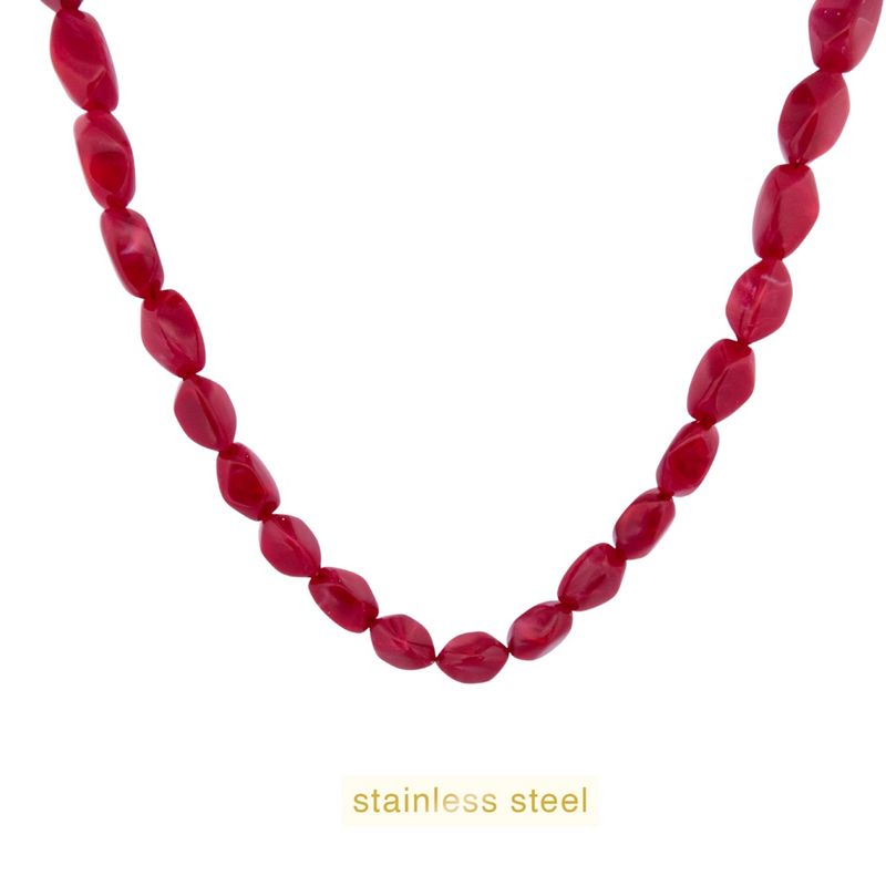 Big Shape Stones Necklace - Burgundy