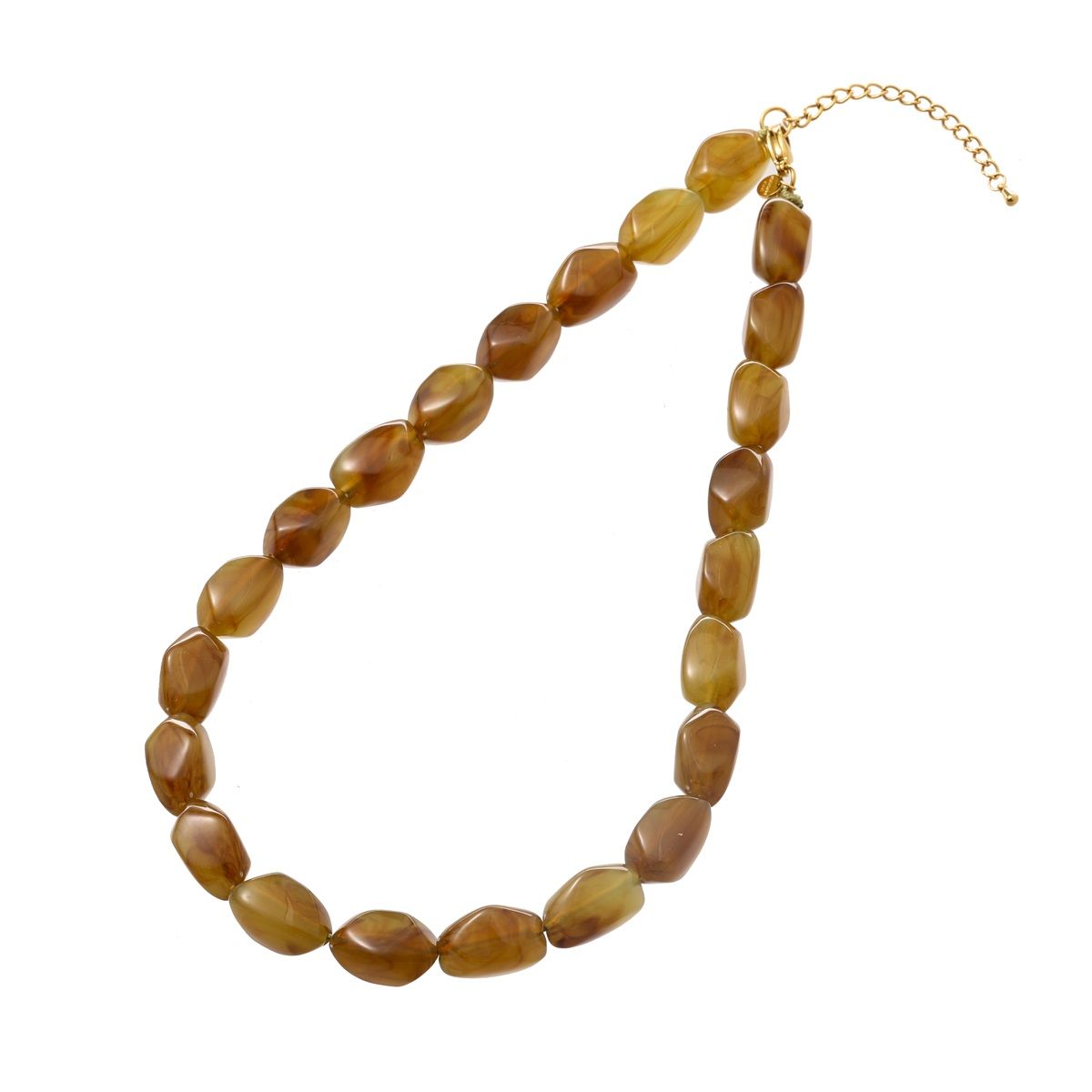 Big Shape Stones Necklace - Olive / Amber