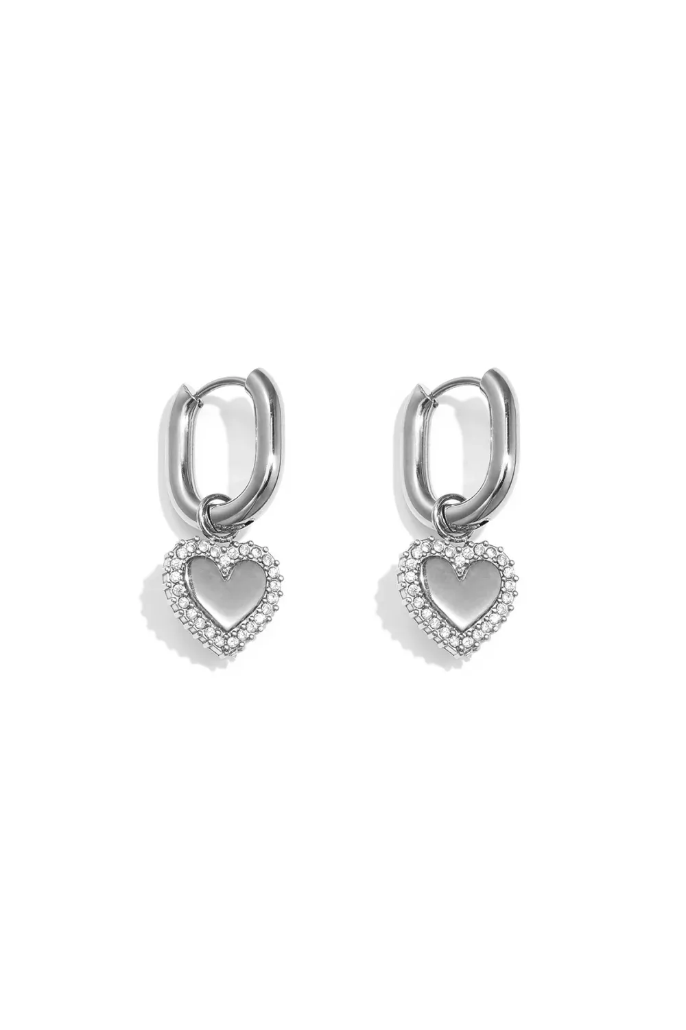 Hartjes Oorbel Strass - Zilver