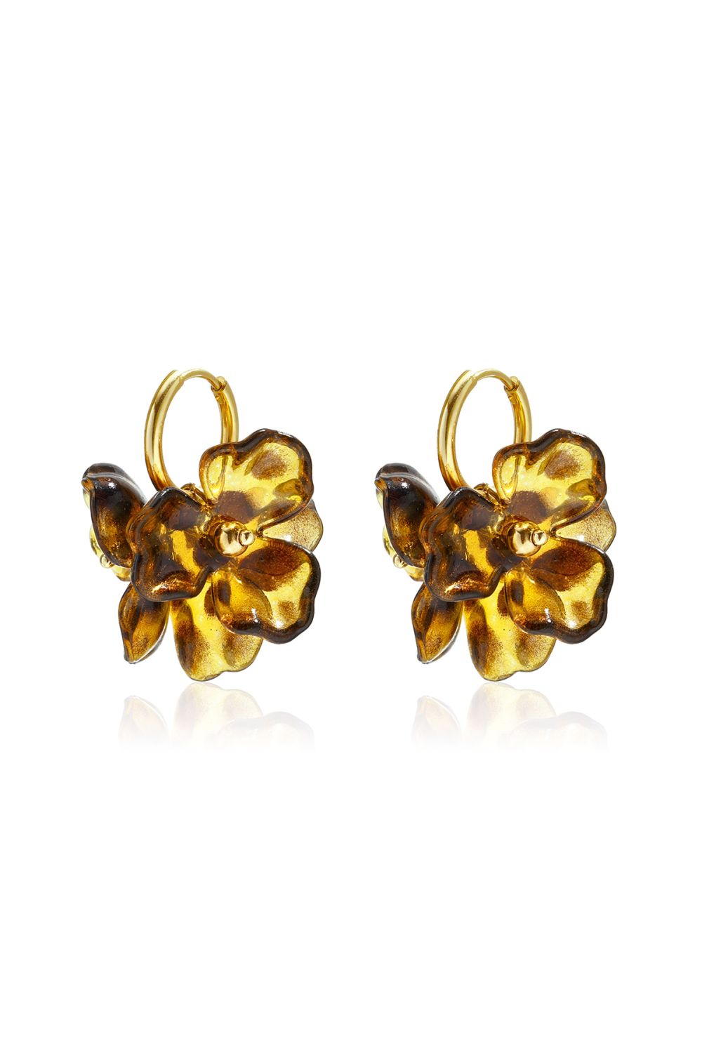 Acryl Flowers Oorbel - Amber / Gold