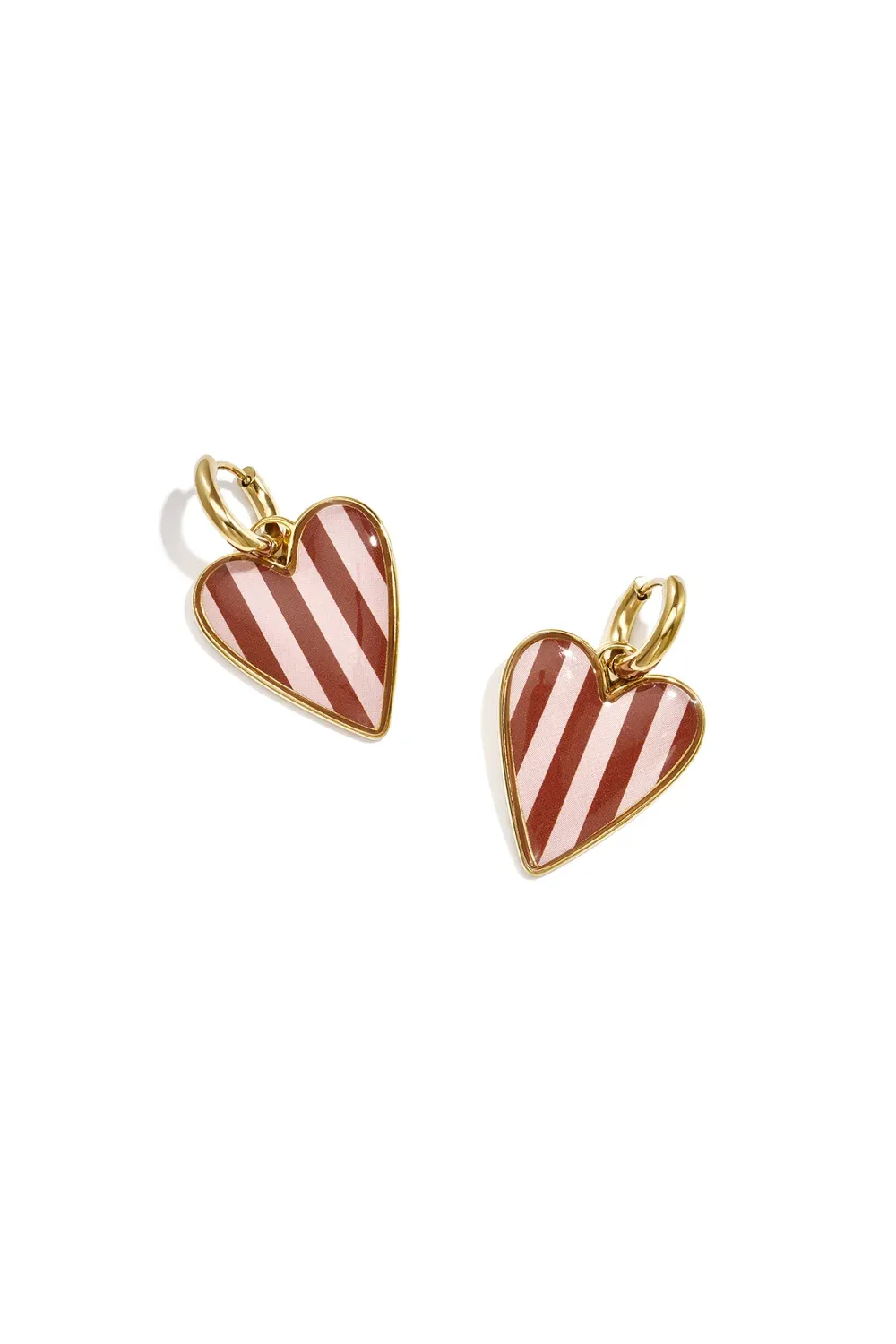 Hearts Stripes  Oorbel - Wine Red