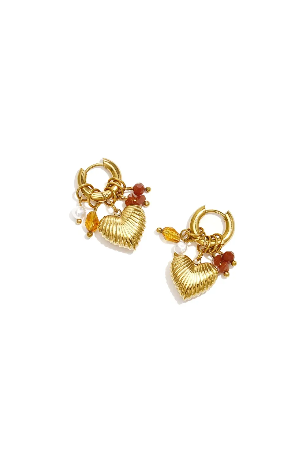 Beads Hoop Oorbellen Hearts - Amber