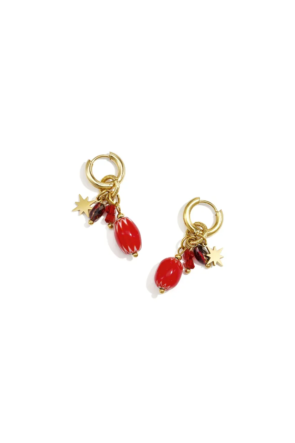 Beads Hoop Red - Gold