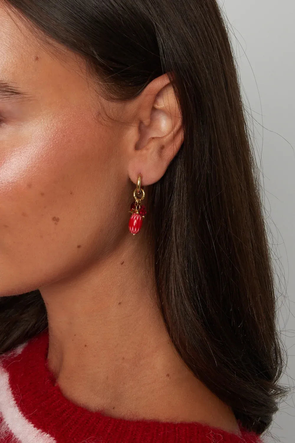 Beads Hoop Red - Gold