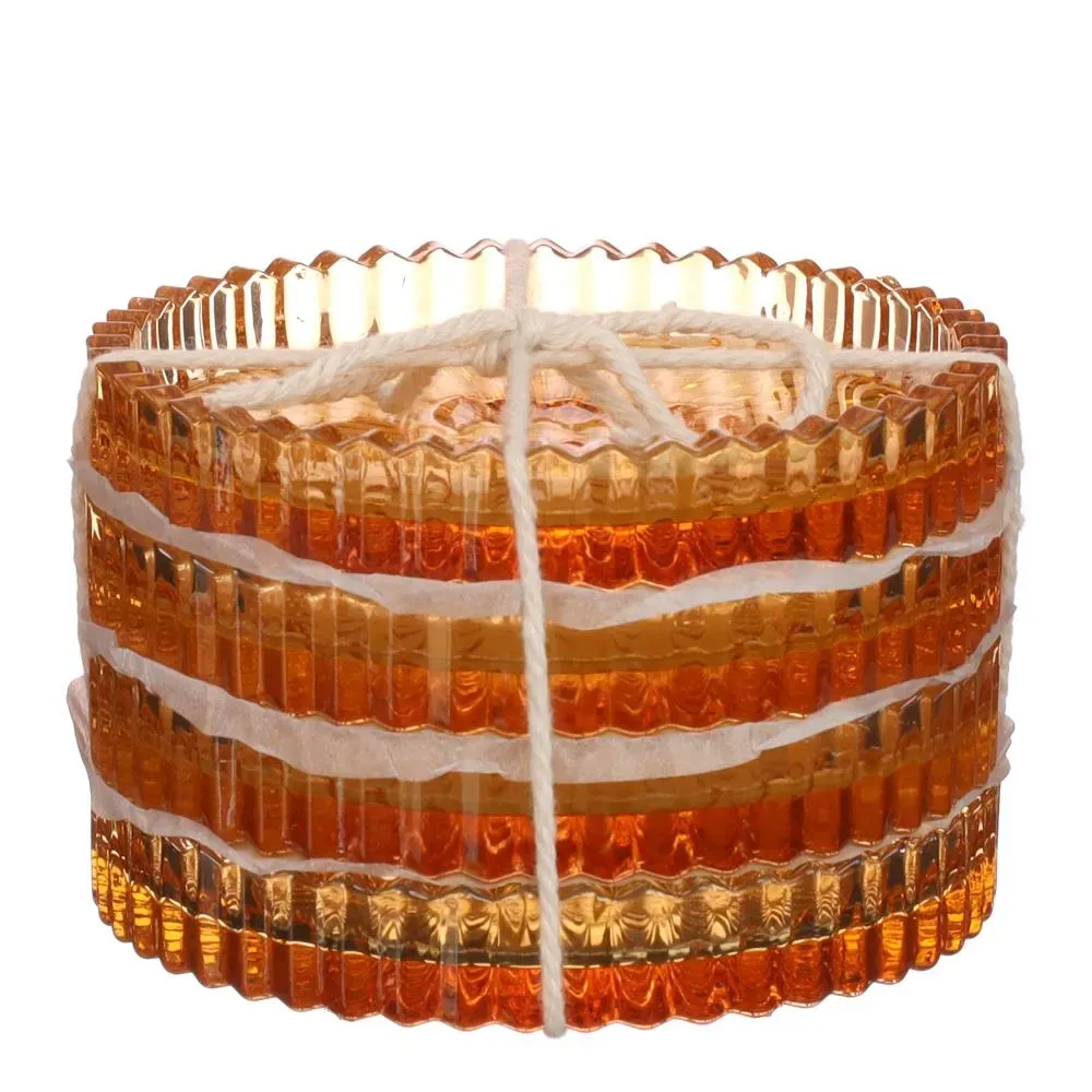 Glazen onderzetters - Mustard / Orange 4st