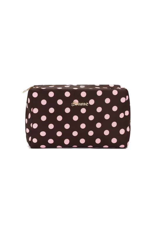 Make Up Tasje Polkadots - Bruin / Roze