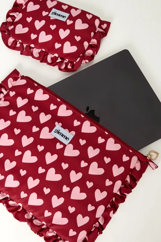 Gimme Laptop Hoes 13 inch - Rood &amp; Roze hartjes