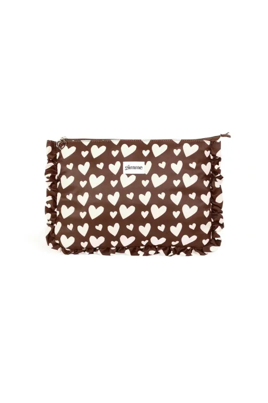 Gimme Laptop Hoes 13 inch - Bruin met witte hartjes