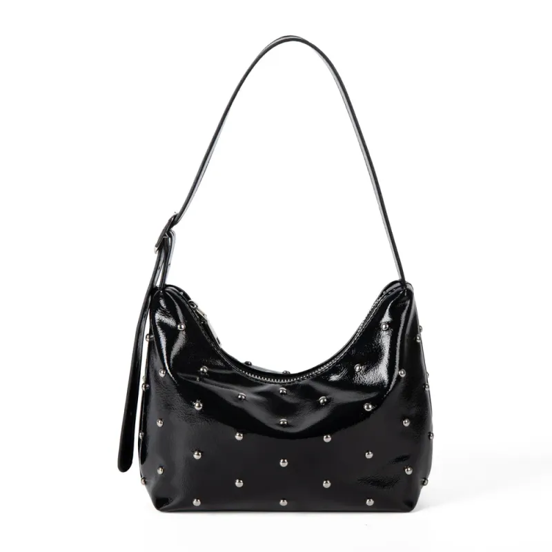 Simple Black Studded Hand Bag