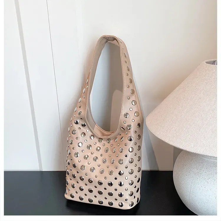 Studded Handbag - Khaki