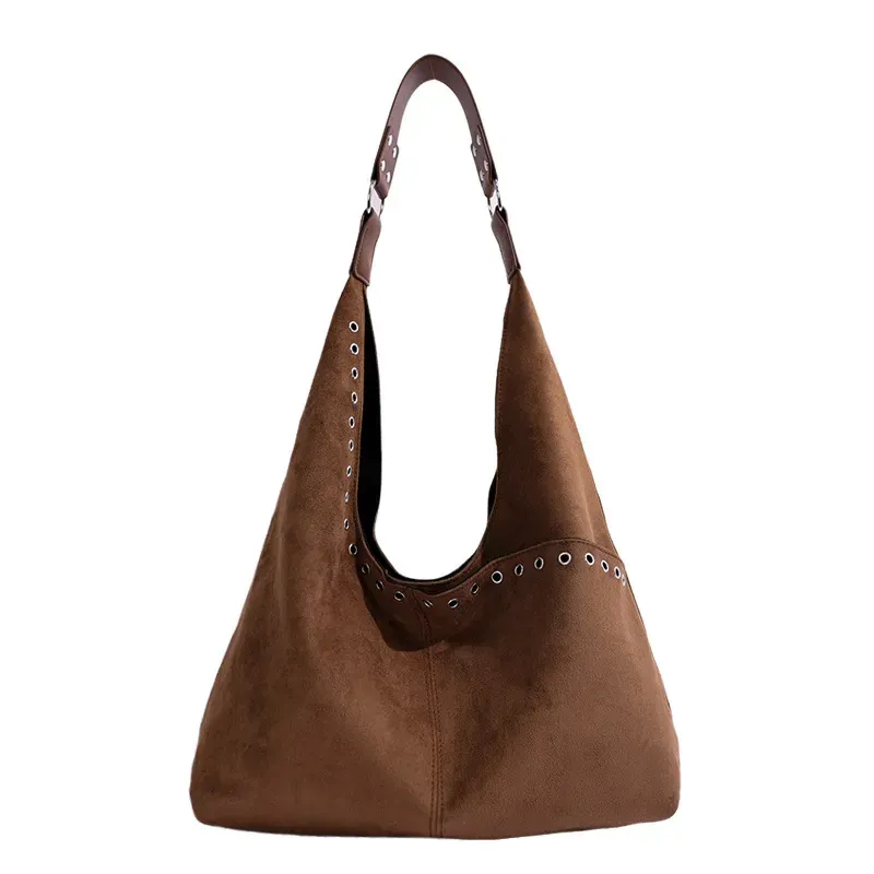 Suede Tote Bag - Brown