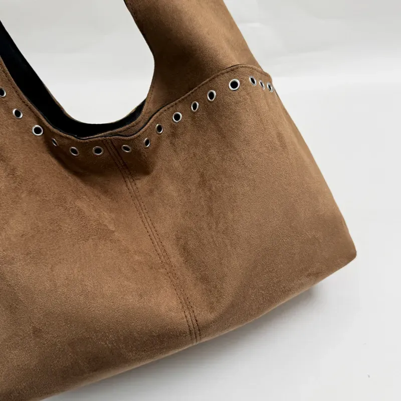 Suede Tote Bag - Brown