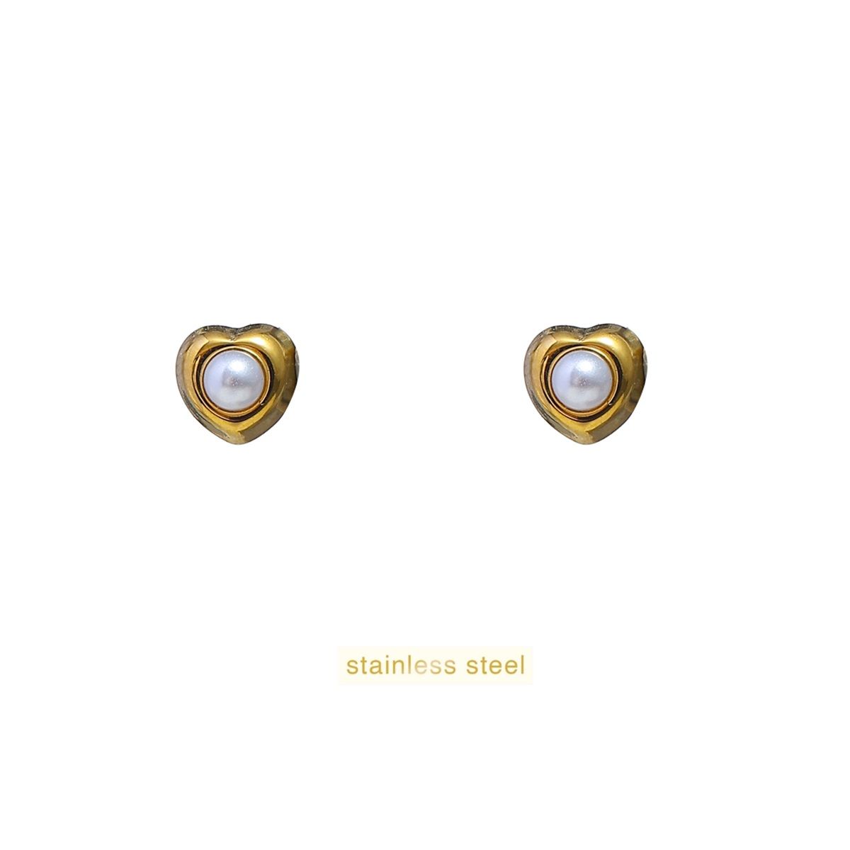 Pearly Heart Stud - Gold