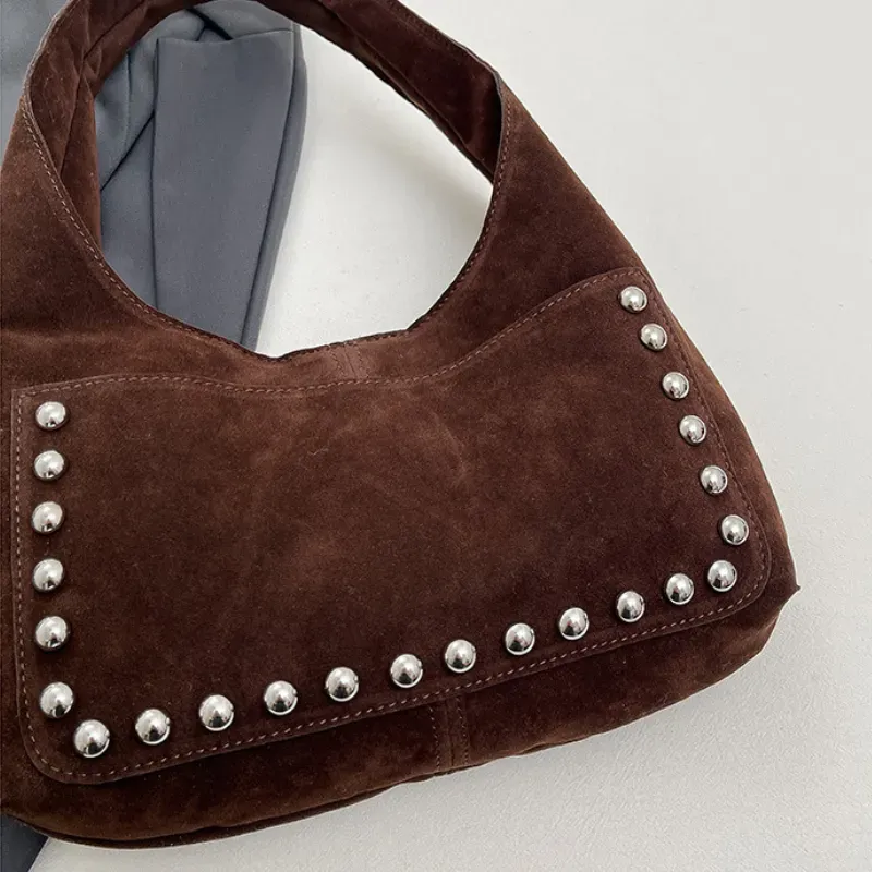 Casual Handbag Suede - Dark Coffee