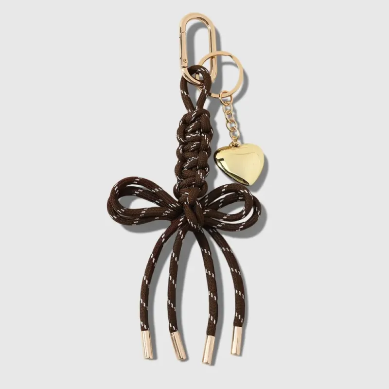 Bag Charm Gold Heart / Brown Bow