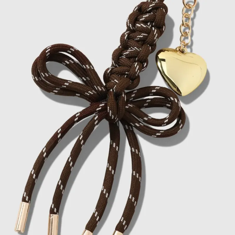 Bag Charm Gold Heart / Brown Bow