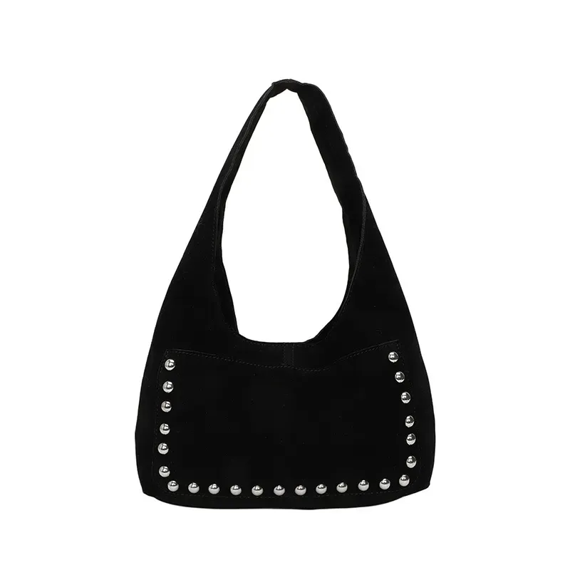 Casual Suede Handbag - Black