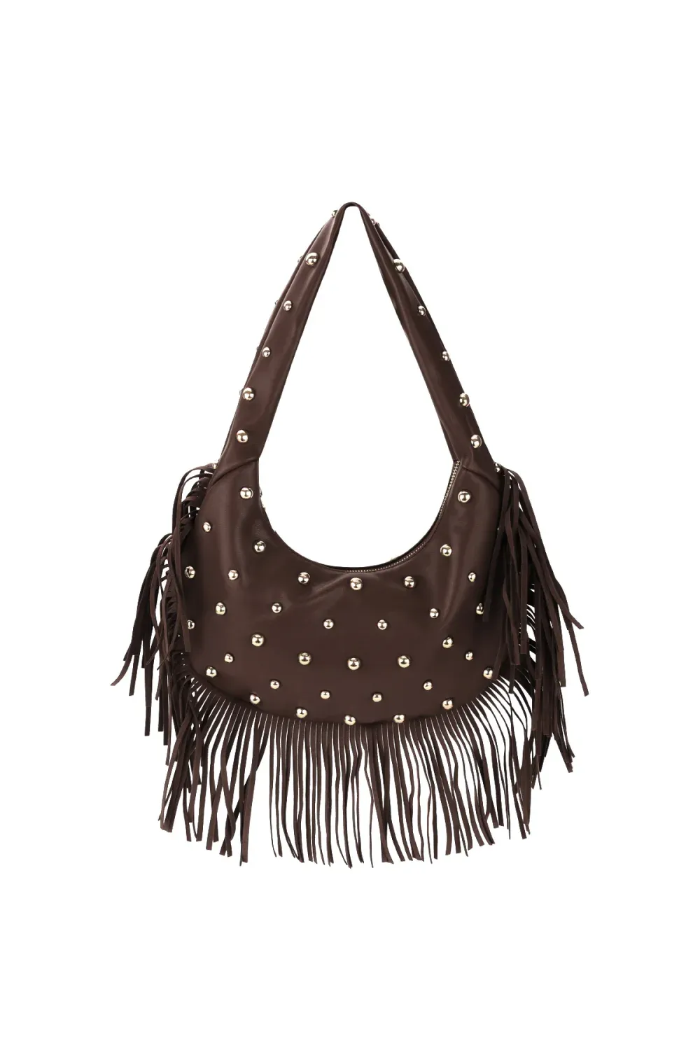 Studded Handbag - Dark Brown