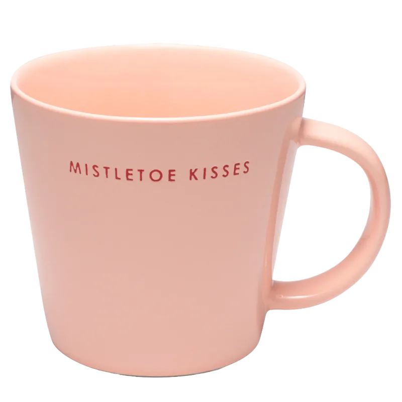 XL Cup Ceramics Pink - Mistletoe Kisses 500ml