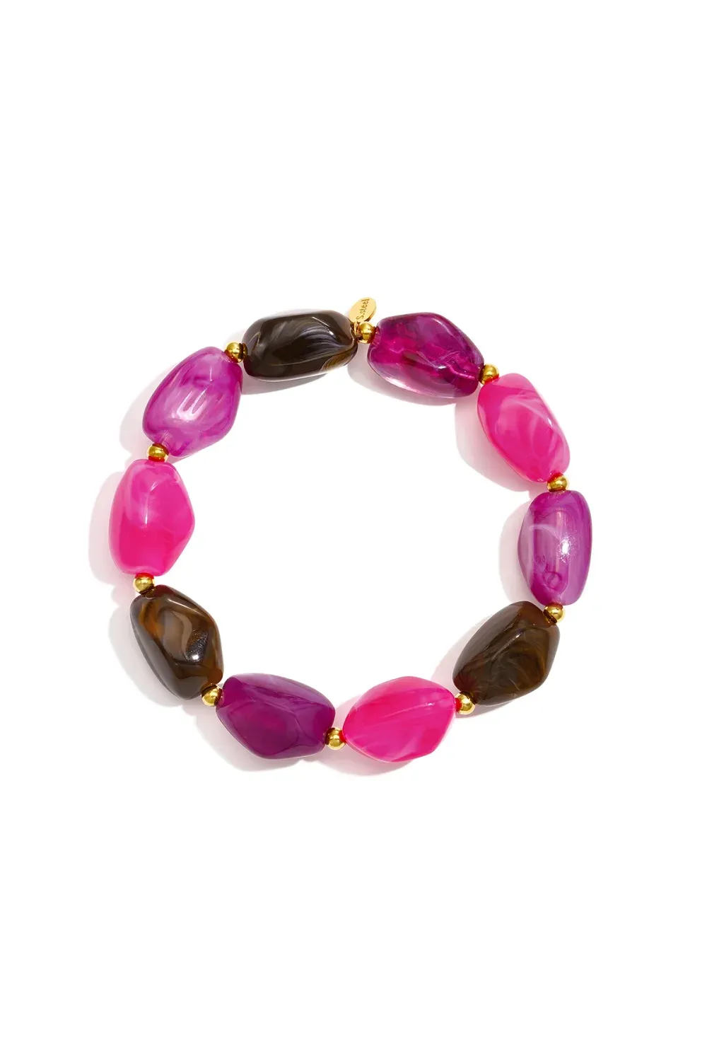 Acrylic Beads Bracelet - Fuchsia / Purple / Brown