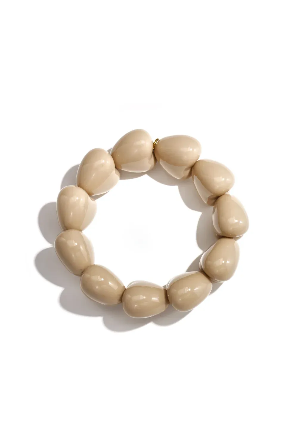 Big Heart Beads Bracelet - Light Brown