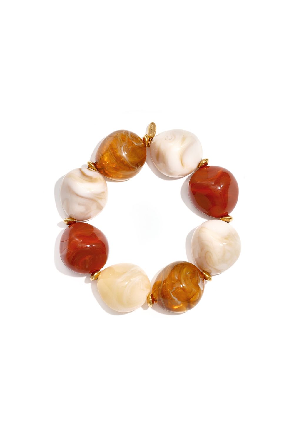 Big Beaded Bracelet - Beige / Burned Orange / Light Brown