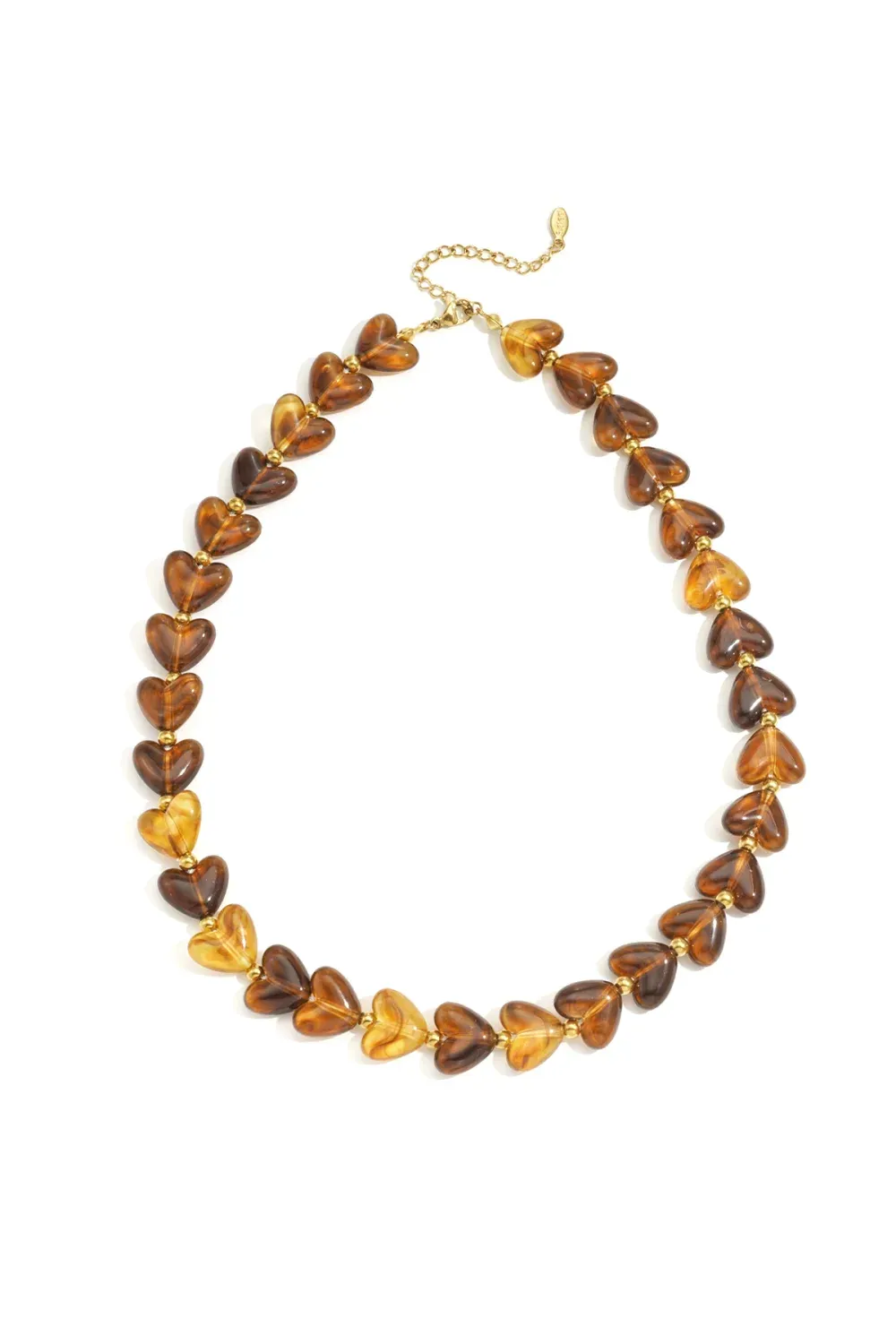Hartjes Kralen Ketting - Amber