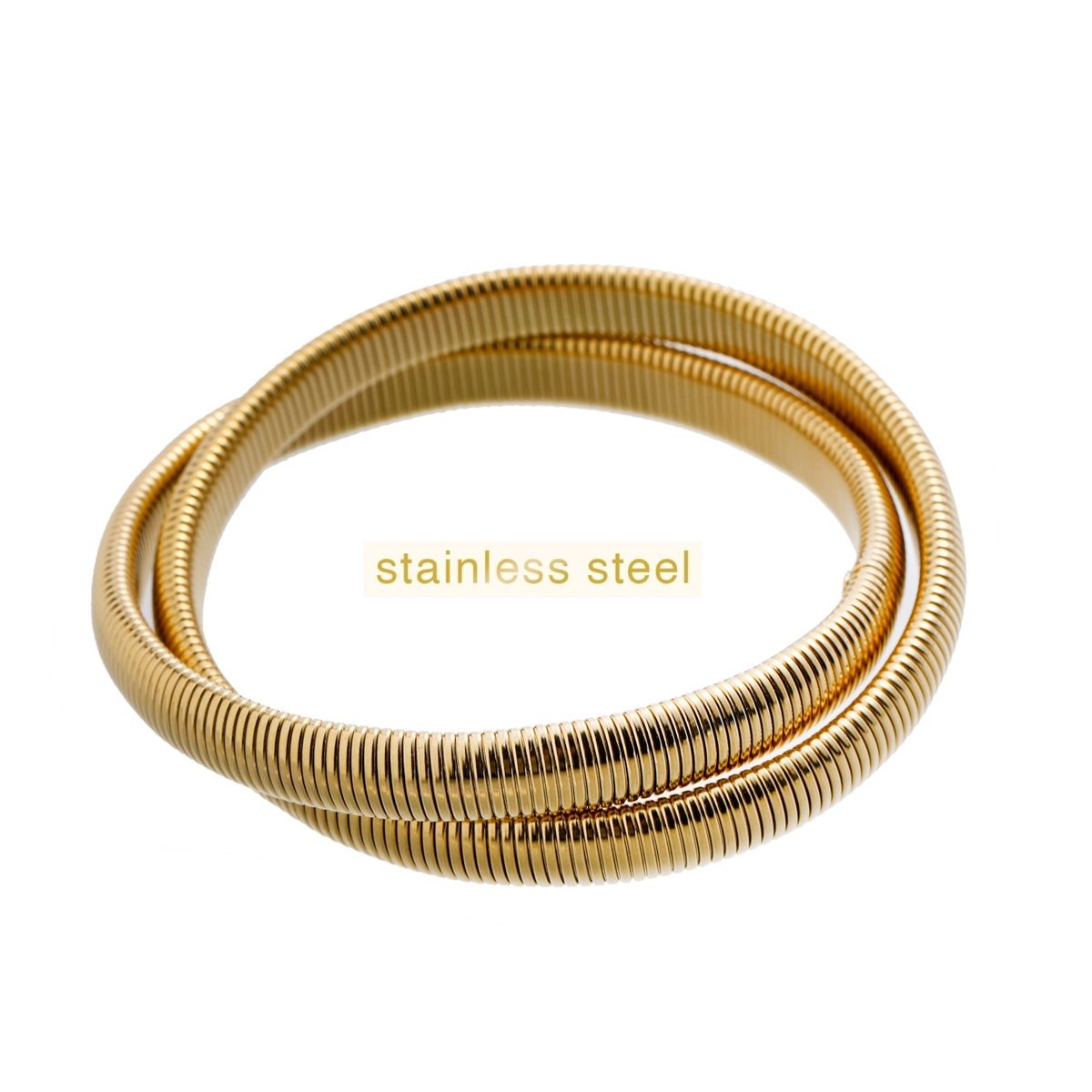 Double Striped Spring Bracelet - Gold