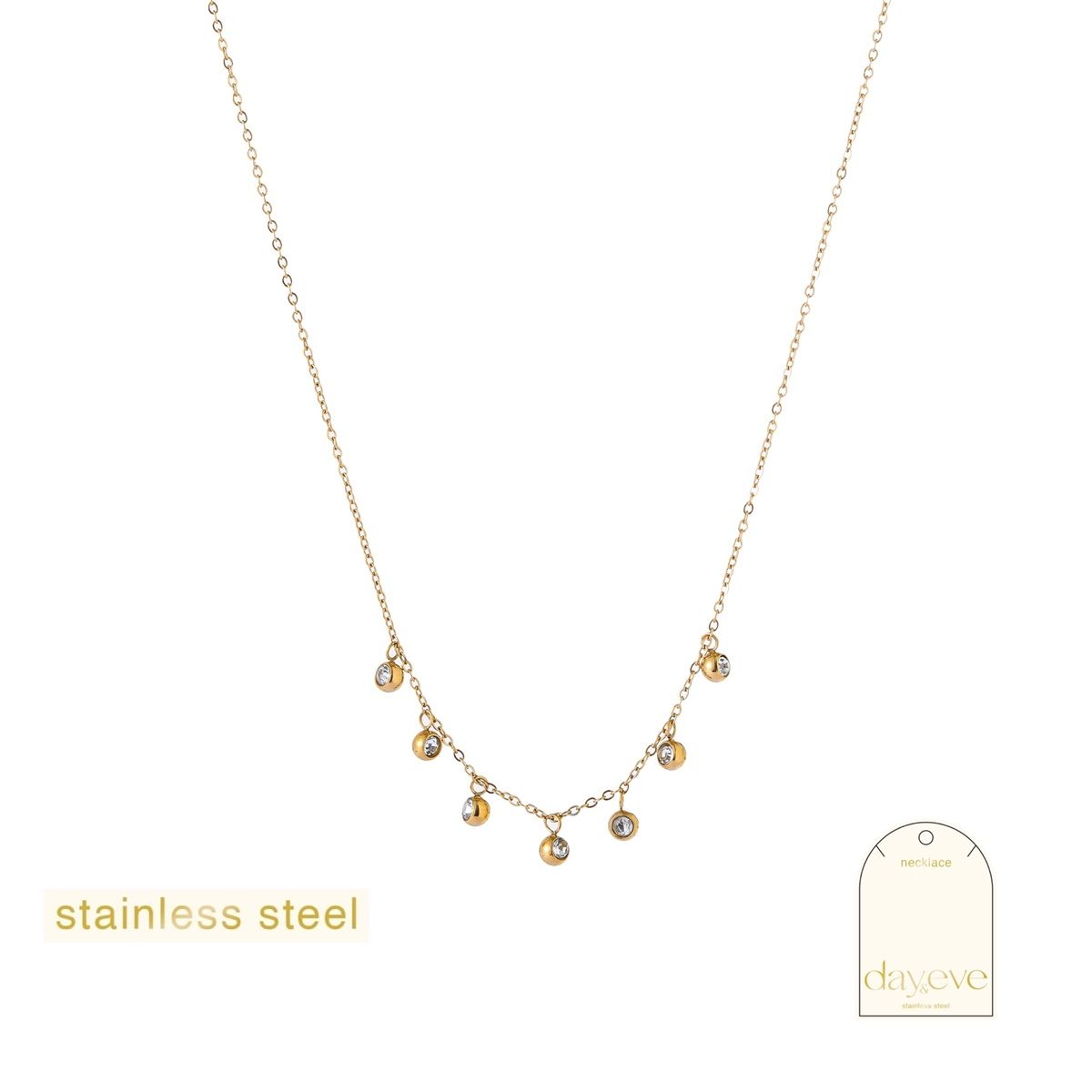 Round Sparkles Necklace - Gold / Crystal