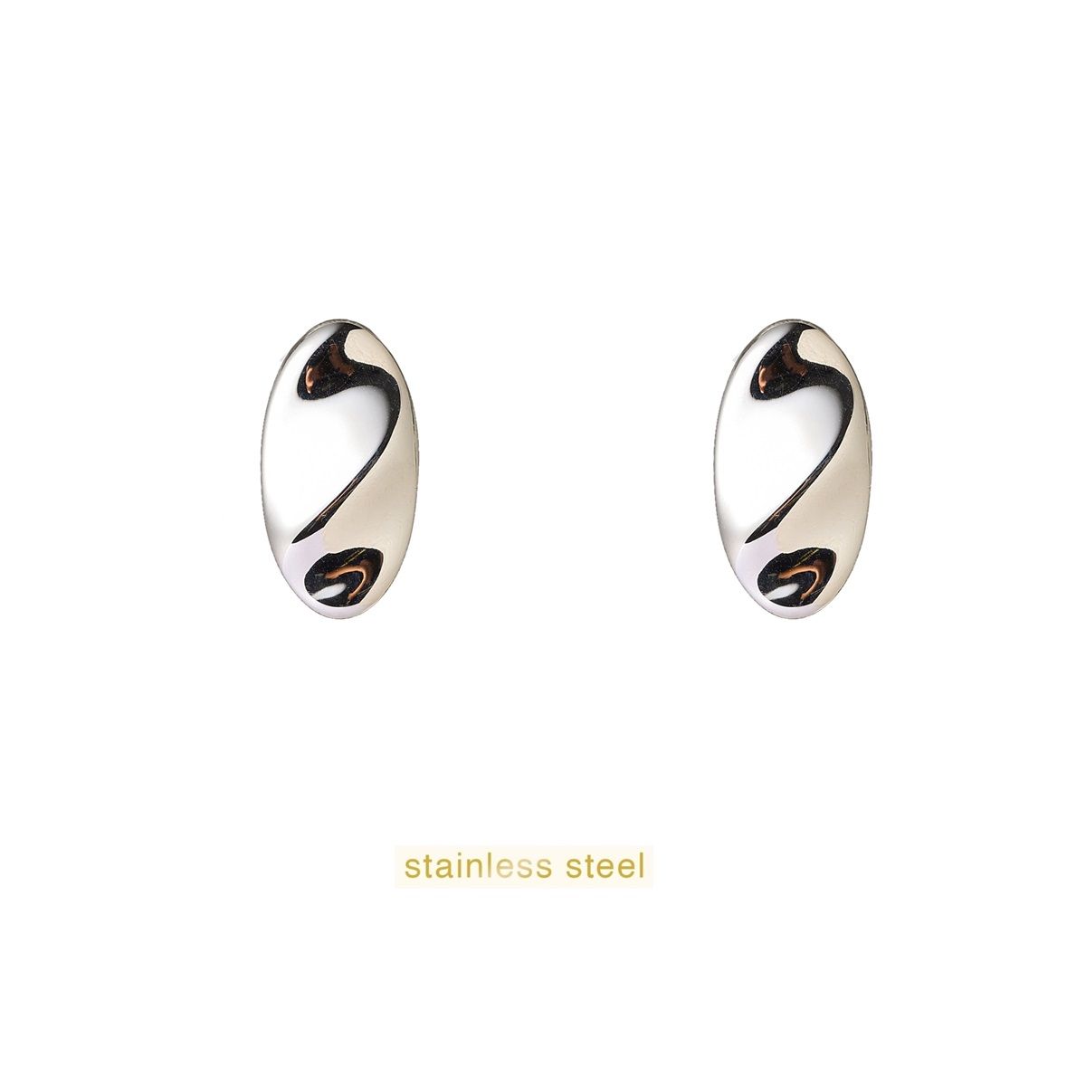 Big Oval Baquette Stud - Silver