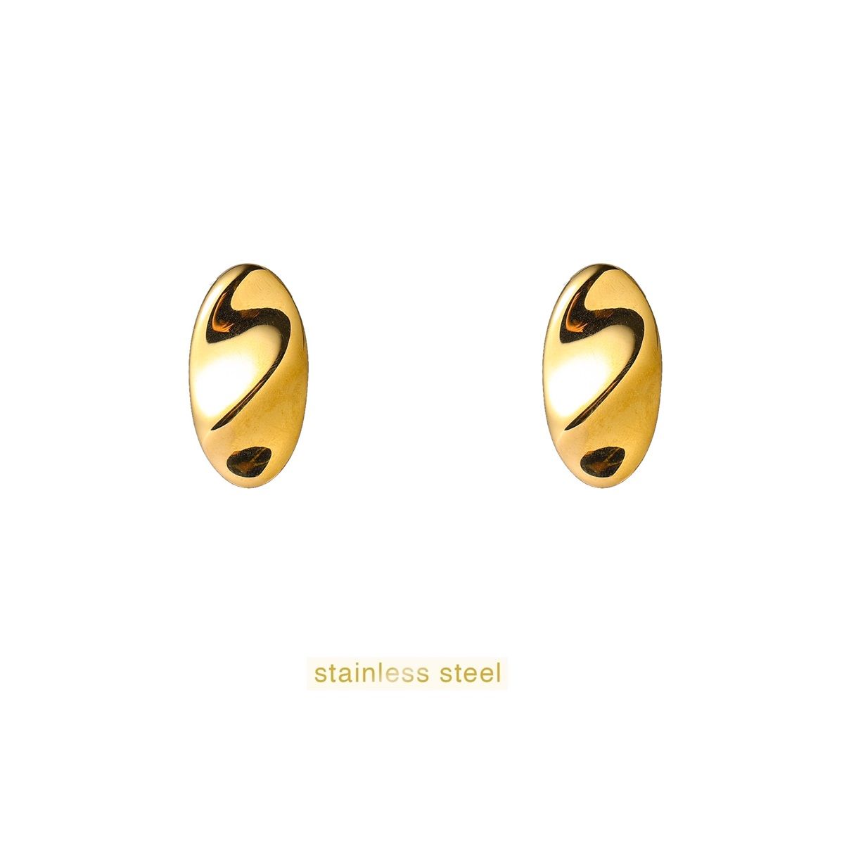 Big Oval Baquette Stud - Gold