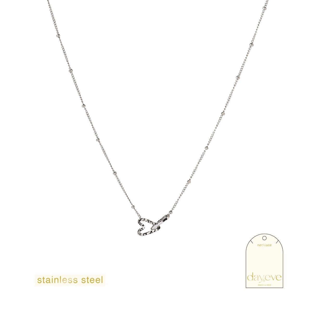 Long Hearts Necklace - Silver