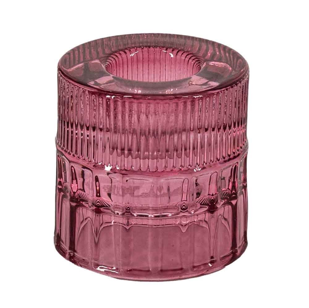 Glazen Kaarsenstandaard - Roze
