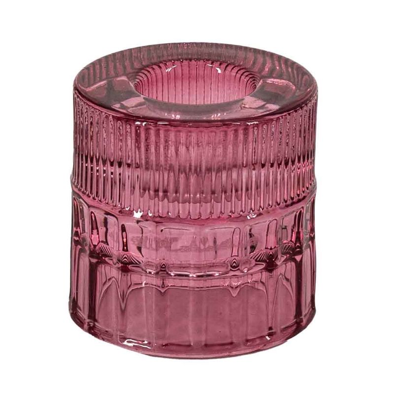 Glazen Kaarsenstandaard - Roze