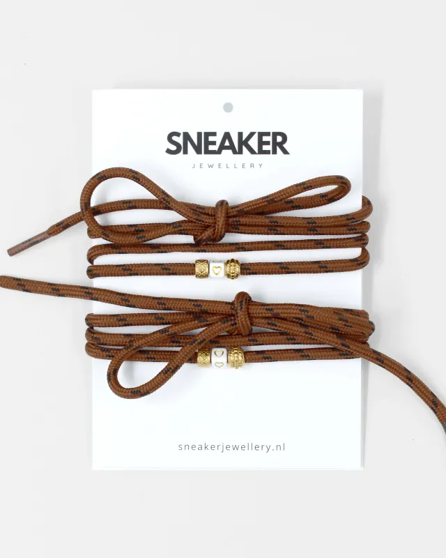 Veters Set + Charms - Bruin / Goud