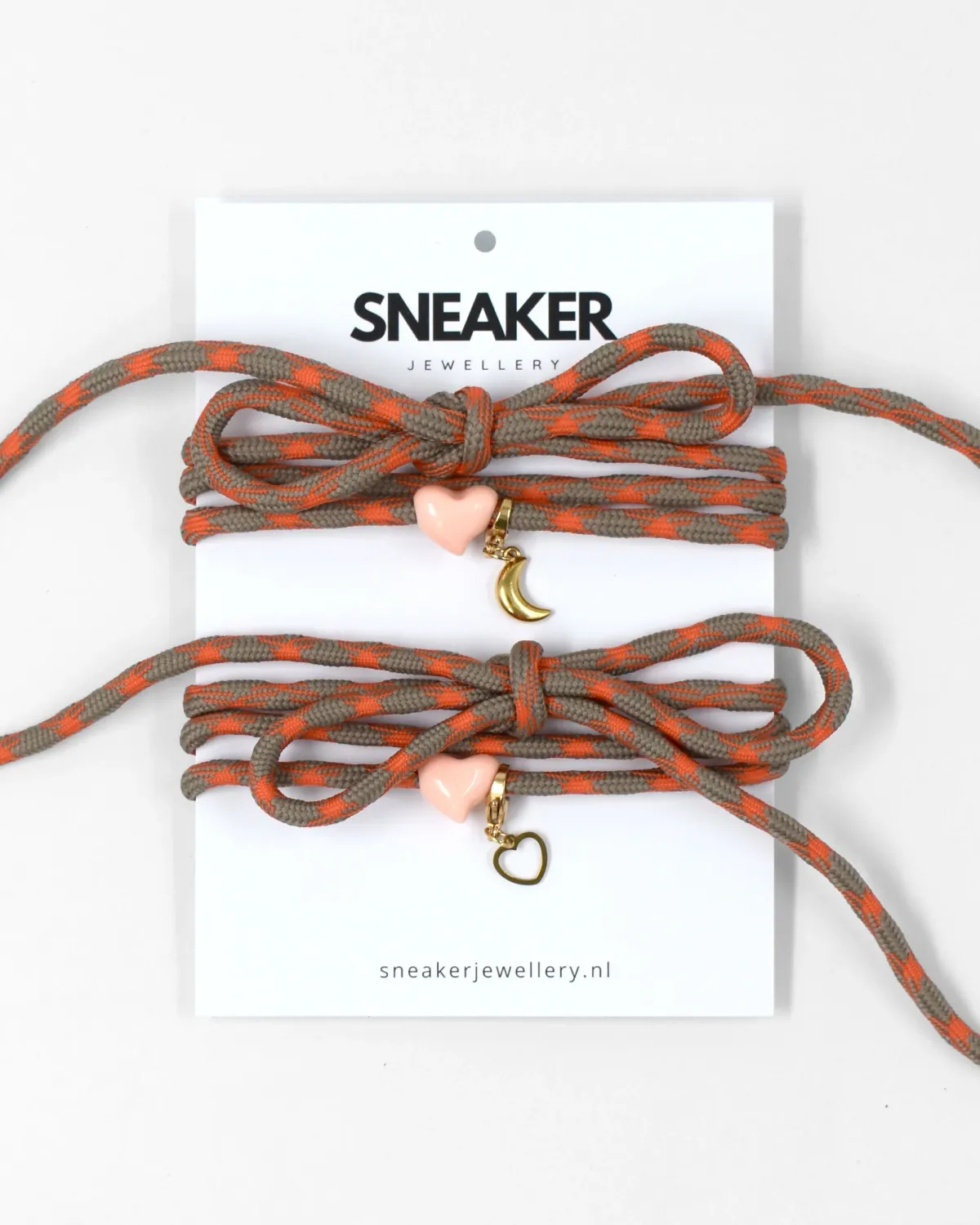 Veters Set + Charms - Grijs / Oranje