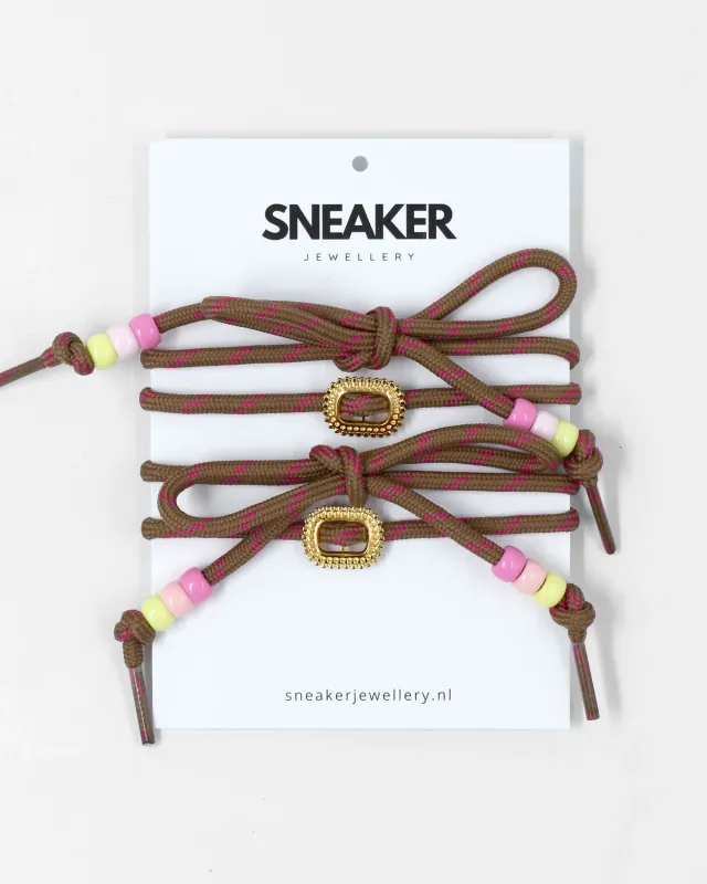 Veters + Charms - Bruin / Roze