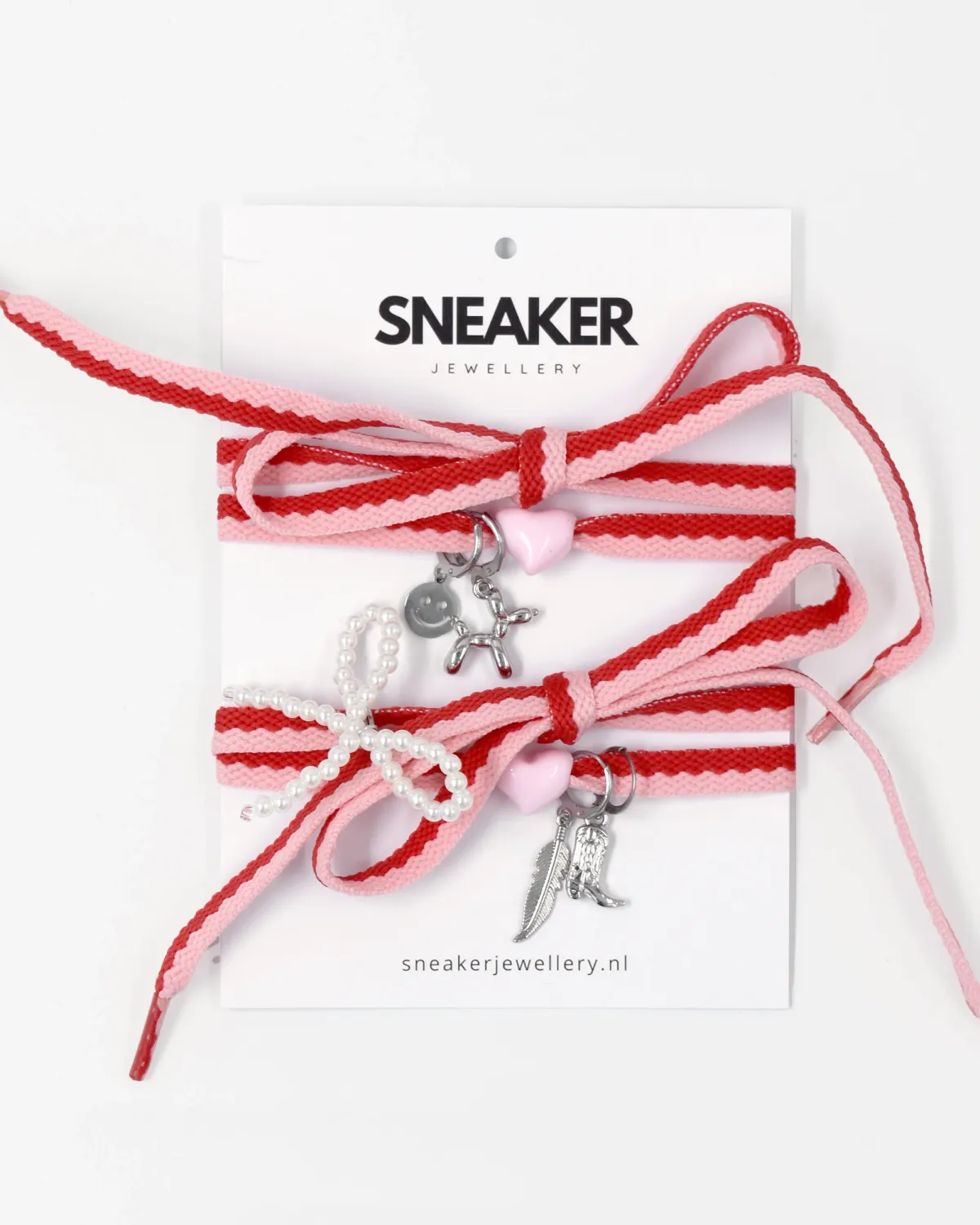 Veters + Charms Roze - Silver