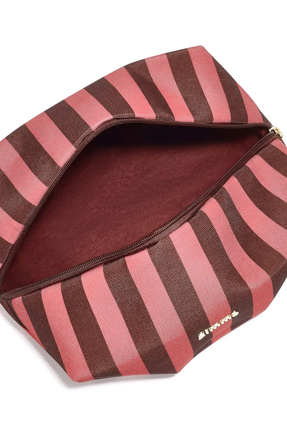 Make Up Tasje XL Gestreept - Wine Red / Brown