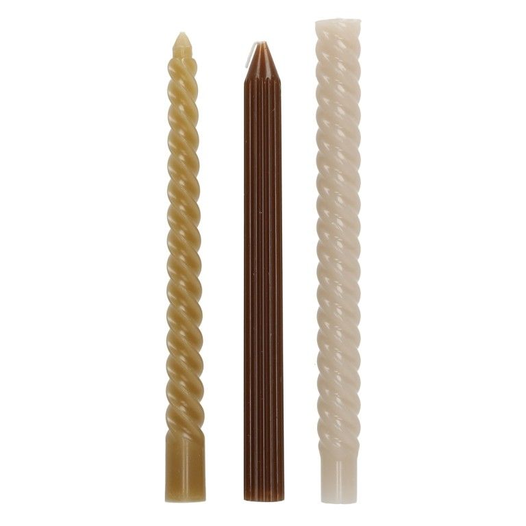 Swirl Dinerkaarsen - Taupe / Beige / Brown