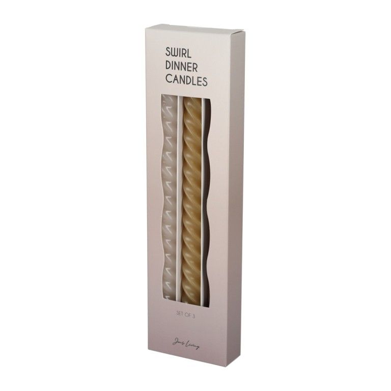 Swirl Dinerkaarsen - Taupe / Beige / Brown