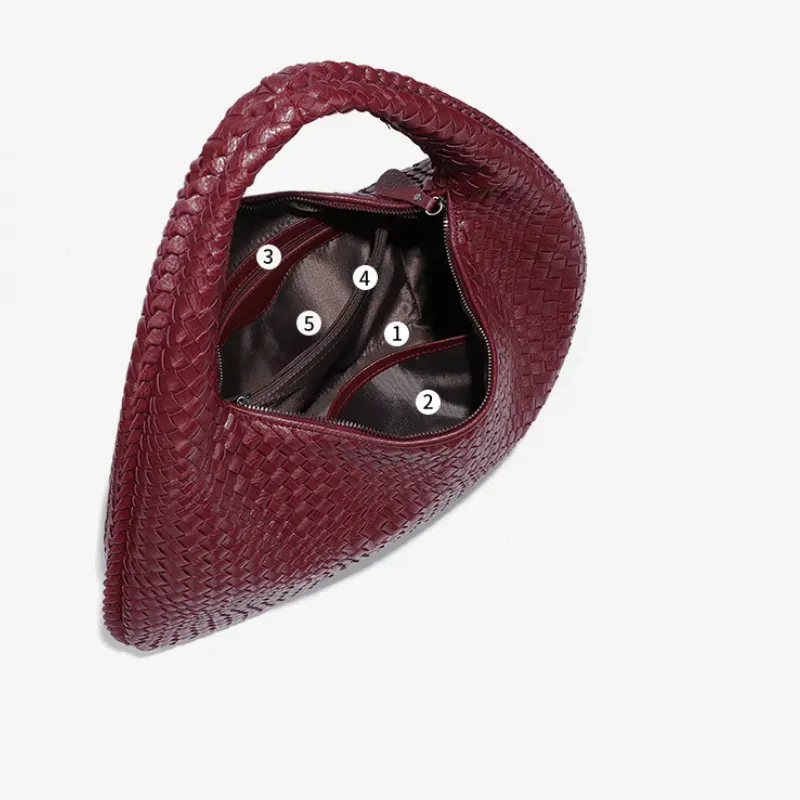 Woven Handbag - Burgundy