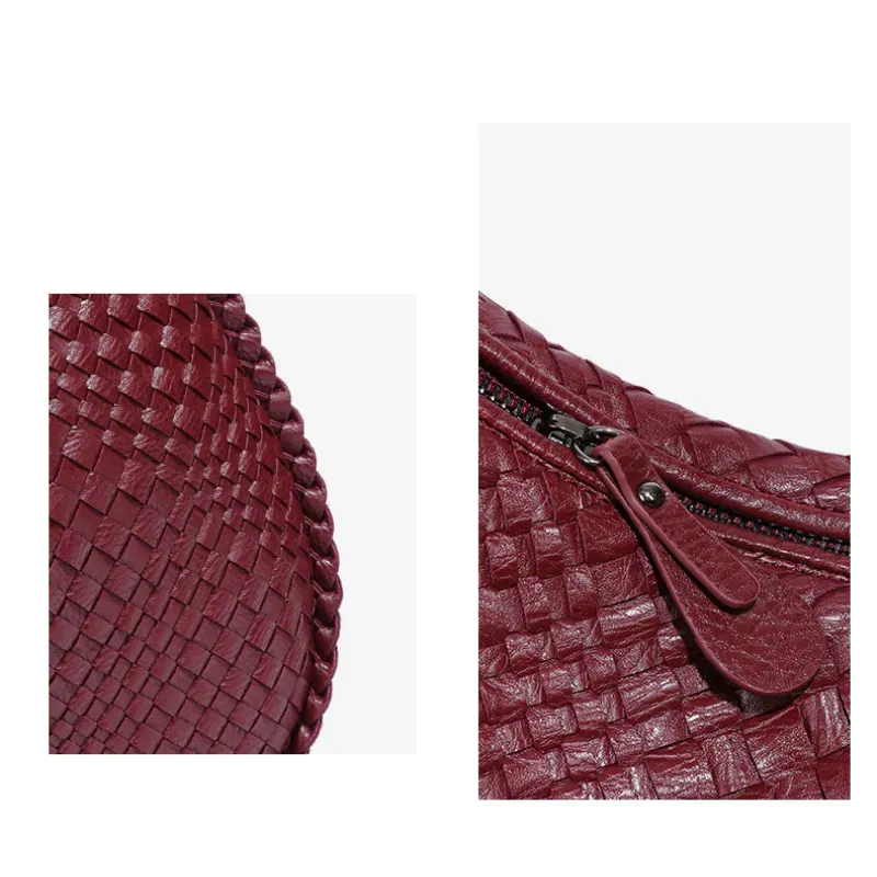 Woven Handbag - Burgundy