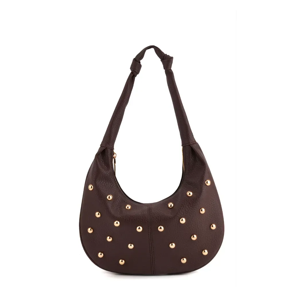 Handbag - Brown / Gold Studs
