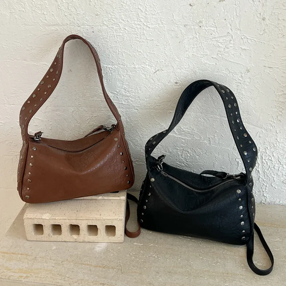 Shoulder Bag - Brown / Silver Studs