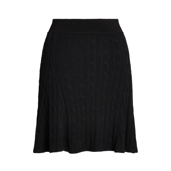 CABLE SKIRT-MID-A LINE, BLACK, L