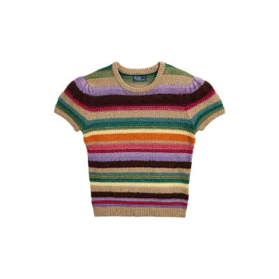 STRIPE SS PO-SHORT SLEEVE-PULLOVER, MULTICOLOR, XS