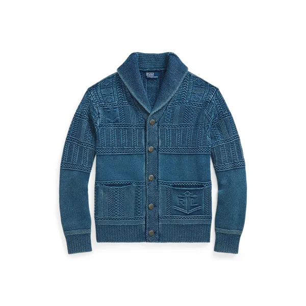 ARANSHWLCRDG-LONG SLEEVE-CARDIGAN, BLUE, L