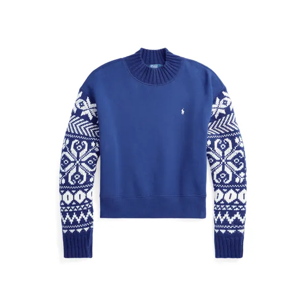 LW SEASONAL FLEECE-LSL-SWS, BLUE, L