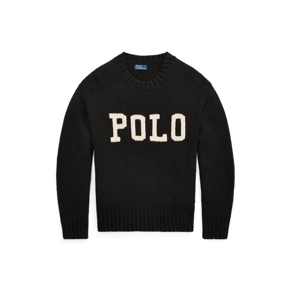 POLO INTRSIA-LONG SLEEVE-PULLOVER, BLACK, L